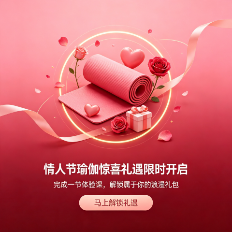 情人节瑜伽惊喜礼遇限时开启｜完成一节体验课，解锁属于你的浪漫礼包